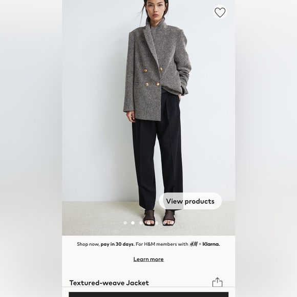 H&M Textured Weave Blazer - sold out - NWT XS Gray - Picture 2 of 2